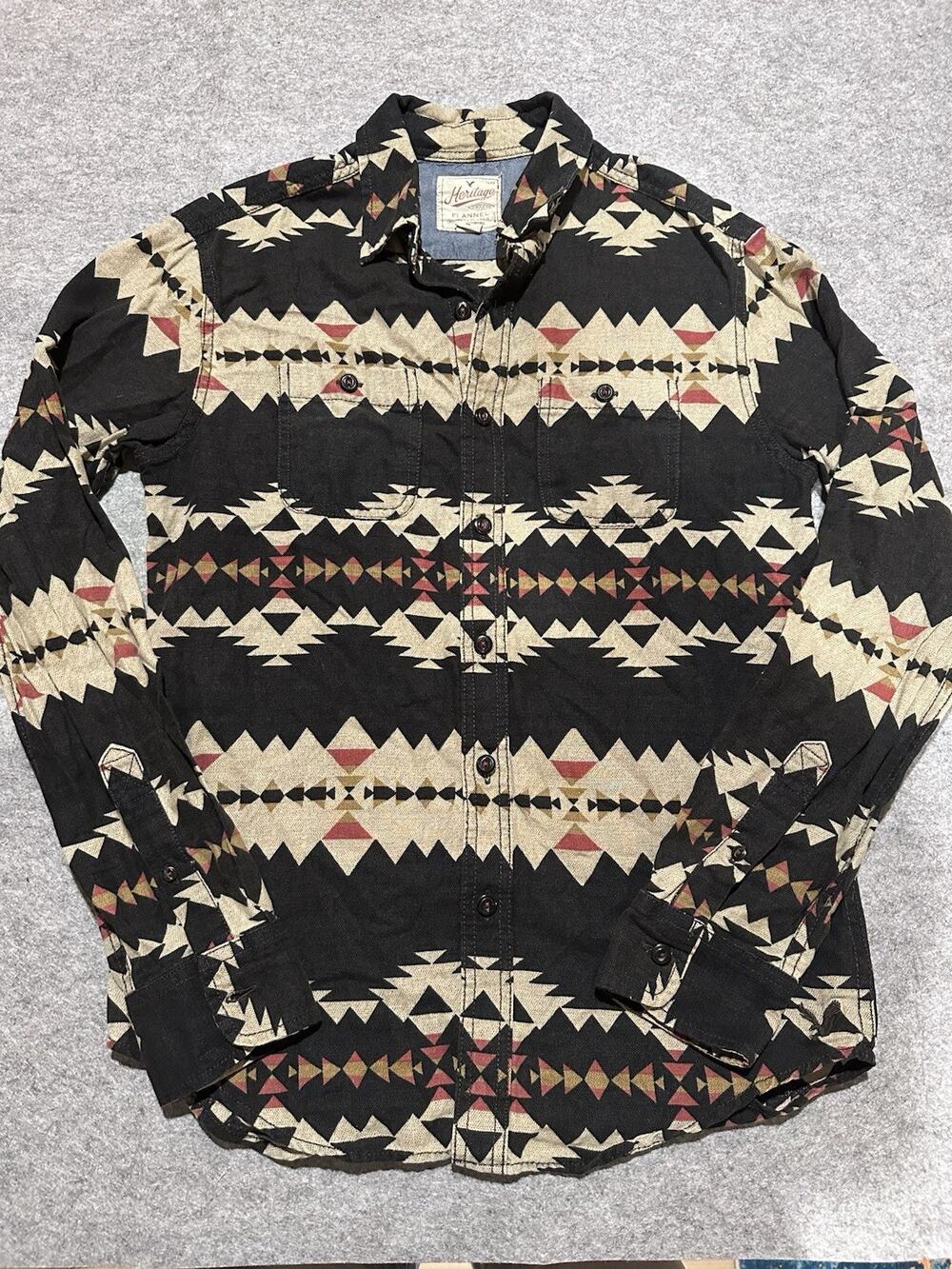 American Eagle Heritage Flannel Shirt Mens XS Aztec Southwestern Boho Retro